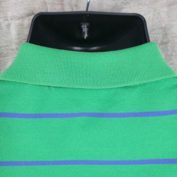 Polo Ralph Lauren Golf Green Blue Stripes Polo Shirt Short Sleeves Men's Large - Picture 7 of 10